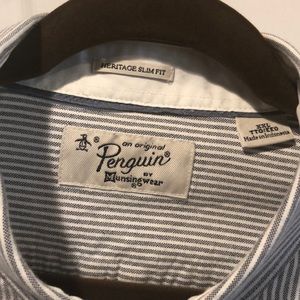 Light blue pinstripe casual button down